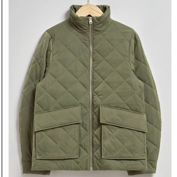 & OTHER STORIES Diamond-Quilted Jacket in Khaki Size XS - Picture 4 of 13